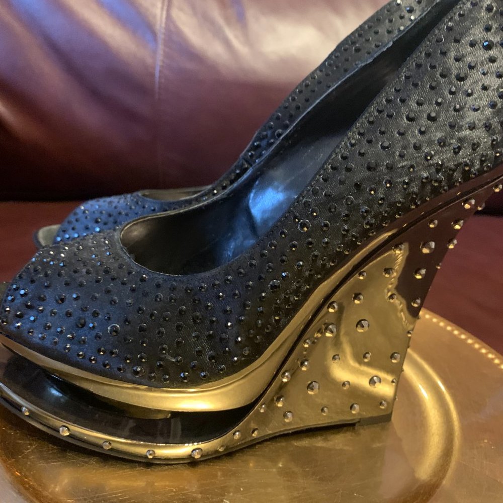 Unique Black Studded Wedges (NEW!)